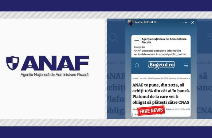 FAKE NEWS. ANAF dezminte zvonurile privind taxa de 10% pe banii din conturile bancare ale contribuabililor FAKE NEWS. ANAF dezminte zvonurile privind taxa de 10% pe banii din conturile bancare ale contribuabililor