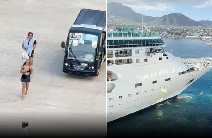 Turiști întârziați, lăsați în port în aplauzele și fluierăturile pasagerilor de pe vasul de croazieră. Momentul a devenit viral Turiști întârziați, lăsați în port în aplauzele și fluierăturile pasagerilor de pe vasul de croazieră. Momentul a devenit viral
