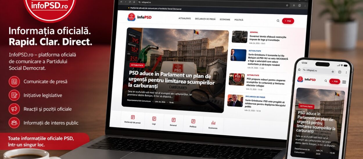InfoPSD.ro – platforma oficială unde PSD publică rapid pozițiile, inițiativele și informațiile de interes public